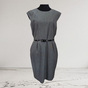 Simons Charcoal Gray Midi Dress With Pockets And Cap Sleeves Size 10